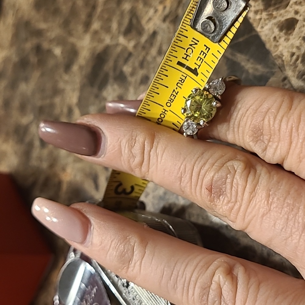 Peridot 3 Stone ring sterling or 10 k - Picture 7 of 7